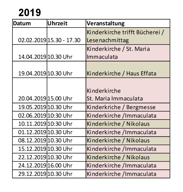 Termine Kinderkirche termine 2019 klein